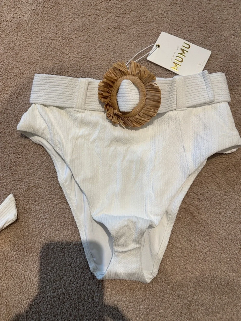 Show Me Your MuMu White Ribbed Tank with Gold Logo - Picture 4 of 7